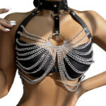 Subblime Fetish-Imbracatura per petto con grande anello e catene - One · Accessori lingerie
