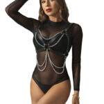 Subblime Fetish-Imbracatura Reggiseno con Dettaglio Catena One Size-Metal · Accessori lingerie