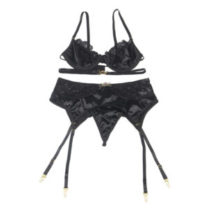 Subblime-Set di 3 Pezzi Reggiseno + Tanga + Pizzo Giarrettiera · Lingerie sexy donna (imaginea 2)