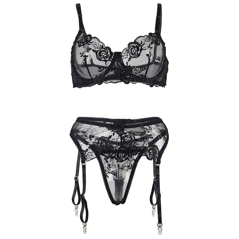 Subblime-Set 3 Pezzi Reggiseno, Tanga e Giarrettiera con Stampa · Lingerie sexy donna (immagine 7)