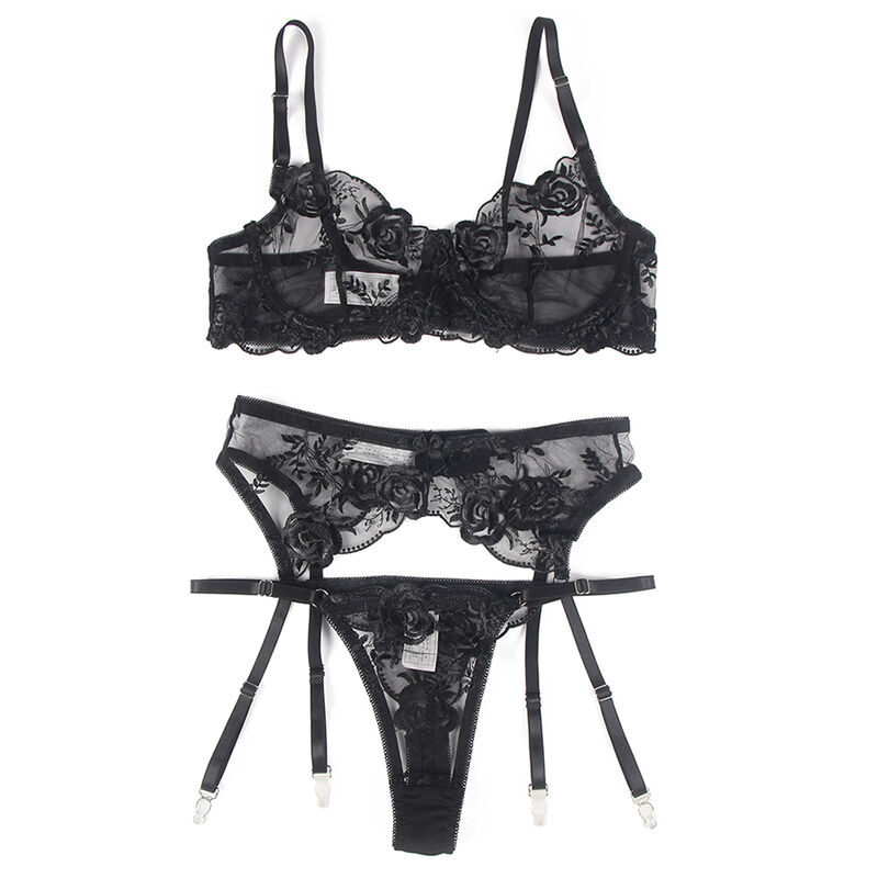 Subblime-Set 3 Pezzi Reggiseno, Tanga e Giarrettiera con Stampa · Lingerie sexy donna (immagine 6)