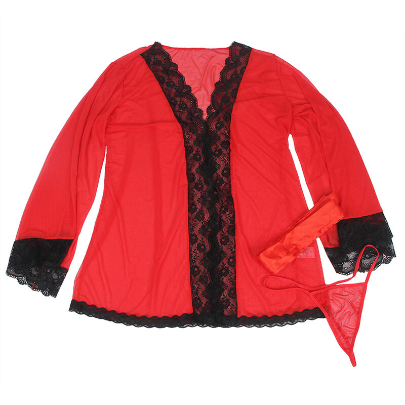 Subblime-Vestito Trasparente di Tulle con Pizzo, Rosso · Lingerie sexy donna (imaginea 10)