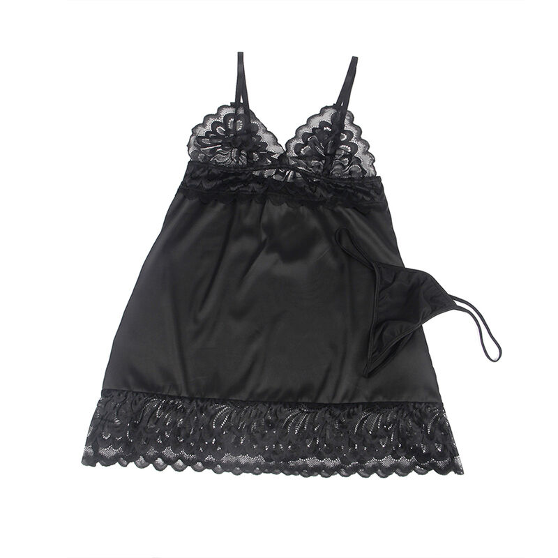 Subblime-Babydoll con stampa floreale sul petto Nero · Lingerie sexy donna (imaginea 4)