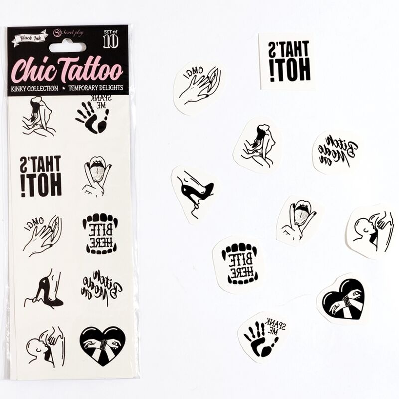 Secretplay-Set di 10 Tatuaggi Temporanei Kinky Collection 1 Secretplay-Set di 10 Tatuaggi Temporanei Kinky Collection · Articoli divertenti
