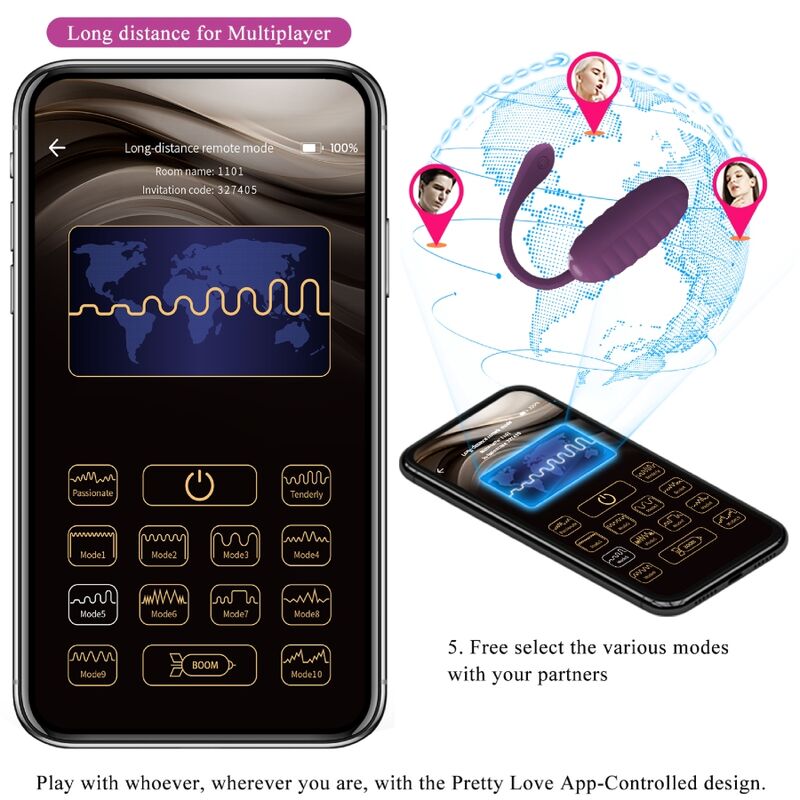 App Series-Casper Purple Uovo Vibratore Ricaricabile, Viola-Silicone — PRETTY LOVE · Vibratori (imaginea 4)