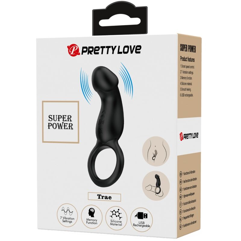 Pretty Love-Vibratore con telecomando Nero 7 velocità · Anelli & Guaine per pene (immagine 3)