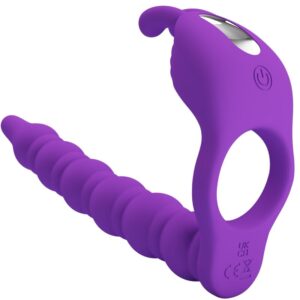 For Him-Blackney Anello fallico con tappo vibrante Lilla-Silicone, 7