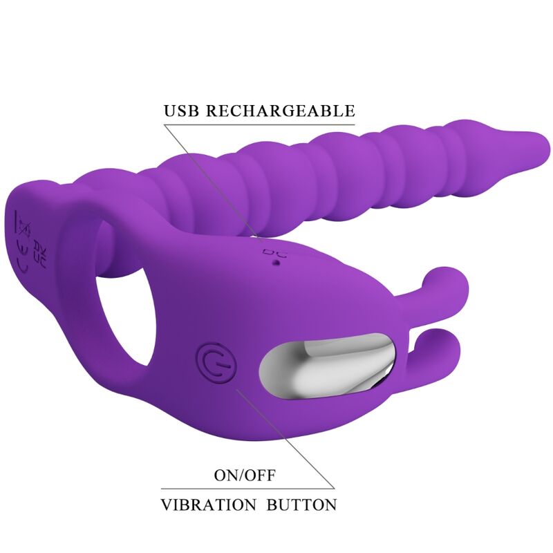 For Him-Blackney Anello fallico con tappo vibrante Lilla-Silicone, 7 5 For Him-Blackney Anello fallico con tappo vibrante Lilla-Silicone, 7 — PRETTY LOVE · Accessori BDSM (imaginea 5)