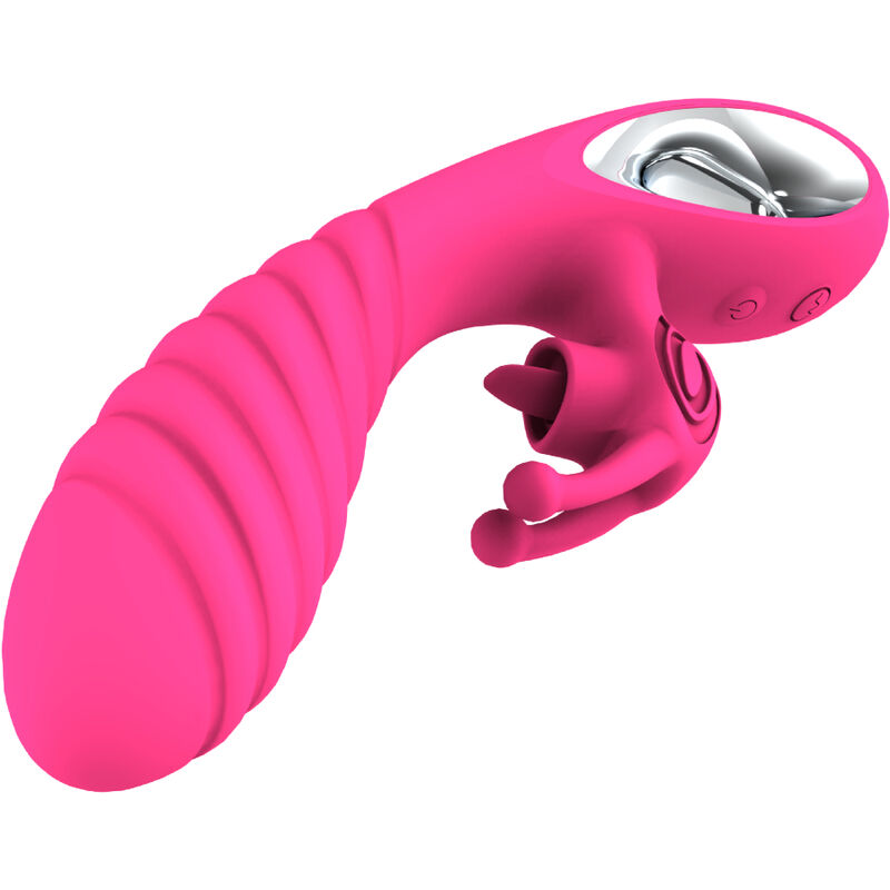 Armony-Vicky Rabbit Vibratore con Anello Fucsia e Lingua-Silicone, 12 · Vibratori (imaginea 4)