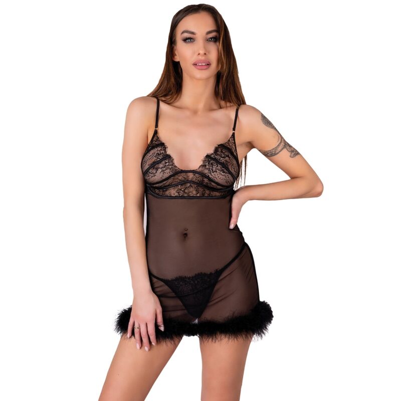 Livco Corsetti Fashion-Zerunam Set Babydoll + Tanga Nero