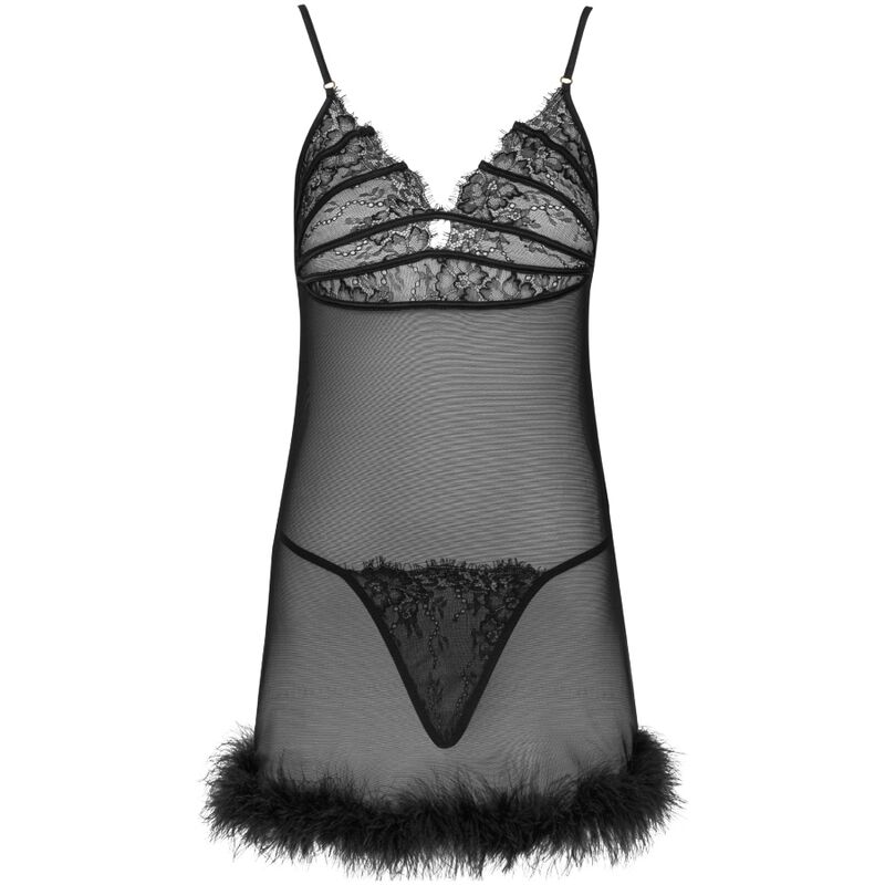 Livco Corsetti Fashion-Zerunam Set Babydoll + Tanga Nero · Lingerie sexy donna (imaginea 3)