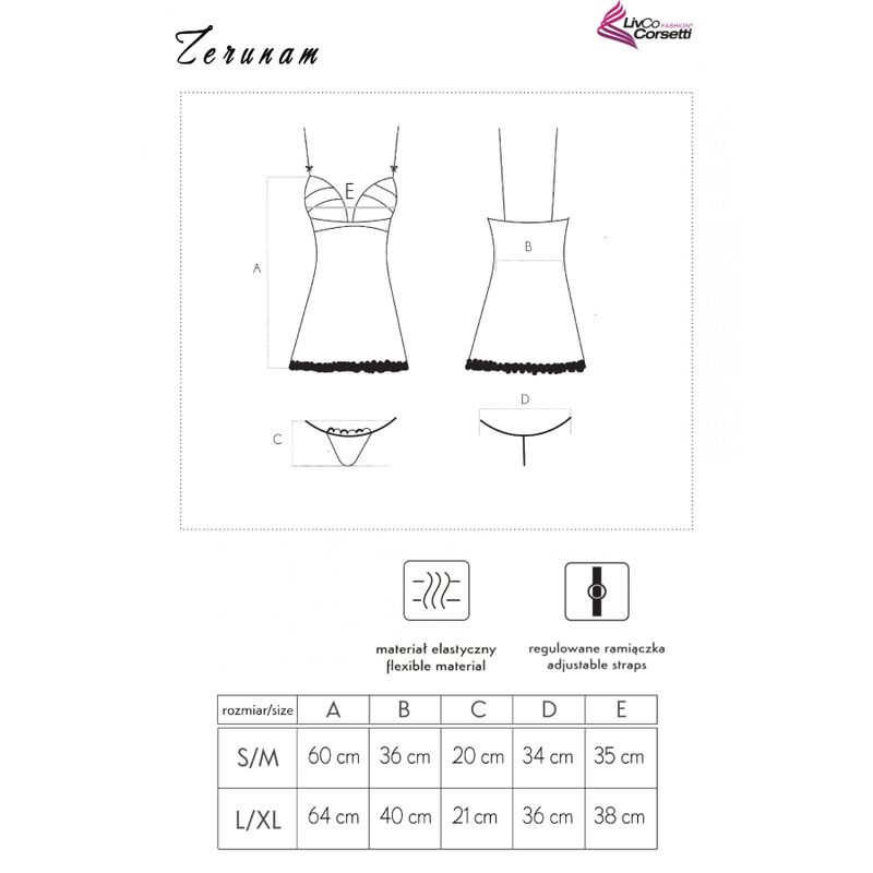 Livco Corsetti Fashion-Zerunam Set Babydoll + Tanga Nero · Lingerie sexy donna (imaginea 5)