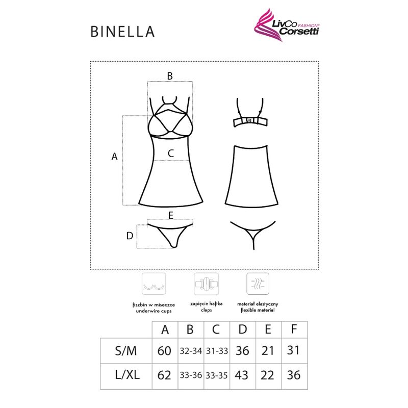 Livco Corsetti Fashion-Binella Set Babydoll e Tanga Nero · Lingerie sexy donna (imaginea 5)