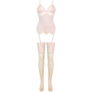 Livco Corsetti Fashion-Persinne Peach Corset, Tanga, Calze · Lingerie sexy donna (imaginea 5)
