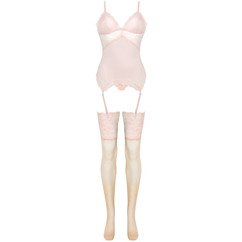 Livco Corsetti Fashion-Persinne Peach Corset, Tanga, Calze · Lingerie sexy donna (imaginea 5)