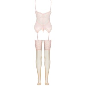 Livco Corsetti Fashion-Persinne Peach Corset, Tanga, Calze · Lingerie sexy donna (imaginea 3)