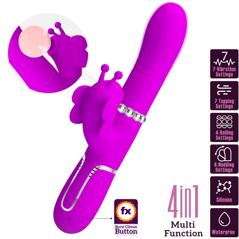 Pretty Love-Vibratore coniglio 4 in 1 con perle scorrevoli · Vibratori (imaginea 6)