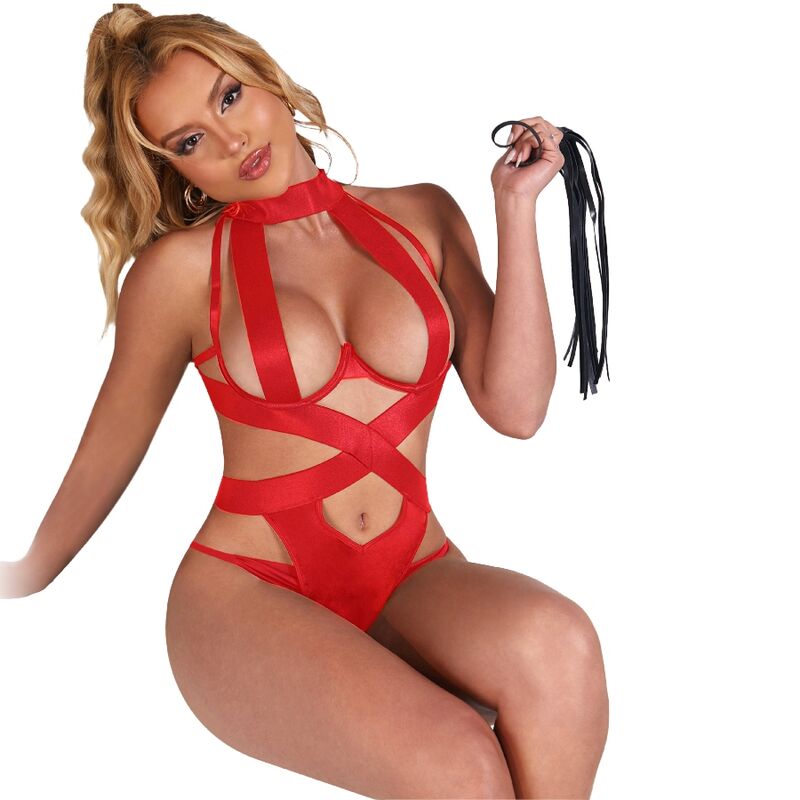 Subblime-Body Halter Sexy con Harness Rosso · Lingerie sexy donna (immagine 2)
