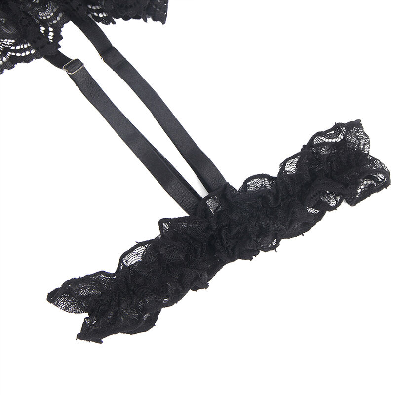 Subblime-Teddy con Giarrettiere, Pizzo e Strisce, Nero · Lingerie sexy donna (imaginea 9)