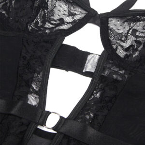 Subblime-Teddy con Giarrettiere, Pizzo e Strisce, Nero · Lingerie sexy donna (imaginea 8)