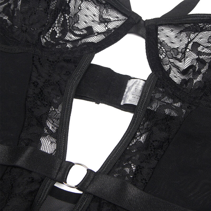 Subblime-Teddy con Giarrettiere, Pizzo e Strisce, Nero · Lingerie sexy donna (imaginea 8)