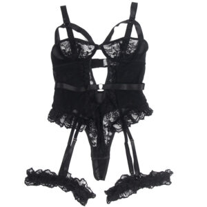 Subblime-Teddy con Giarrettiere, Pizzo e Strisce, Nero · Lingerie sexy donna (imaginea 6)