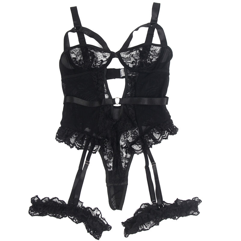 Subblime-Teddy con Giarrettiere, Pizzo e Strisce, Nero · Lingerie sexy donna (imaginea 6)