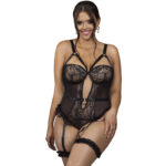 Subblime-Teddy con Giarrettiere, Pizzo e Strisce, Nero · Lingerie sexy donna