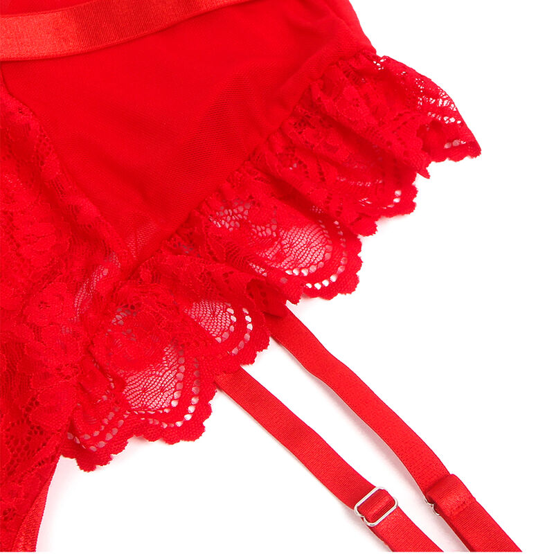 Subblime-Teddy con giarrettiere, dettaglio pizzo e bretelle Rosso · Lingerie sexy donna (imaginea 9)