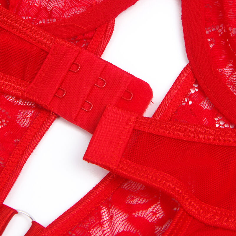 Subblime-Teddy con giarrettiere, dettaglio pizzo e bretelle Rosso · Lingerie sexy donna (imaginea 4)