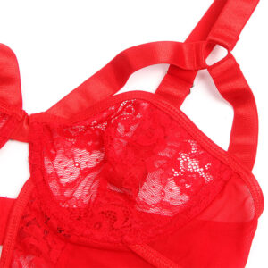 Subblime-Teddy con giarrettiere, dettaglio pizzo e bretelle Rosso · Lingerie sexy donna (imaginea 3)