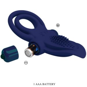 For Him-Bronson Anello fallico Doppio Vibrazione, Blu-Silicone — PRETTY LOVE · Anelli & Guaine per pene (imaginea 9)