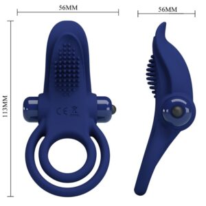 For Him-Bronson Anello fallico Doppio Vibrazione, Blu-Silicone — PRETTY LOVE · Anelli & Guaine per pene (imaginea 8)