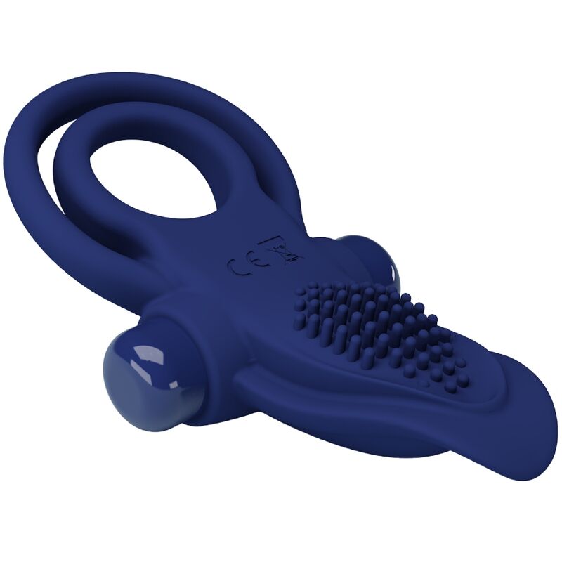 For Him-Bronson Anello fallico Doppio Vibrazione, Blu-Silicone — PRETTY LOVE · Anelli & Guaine per pene (imaginea 7)