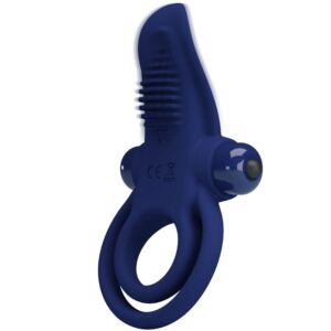 For Him-Bronson Anello fallico Doppio Vibrazione, Blu-Silicone — PRETTY LOVE · Anelli & Guaine per pene (imaginea 5)