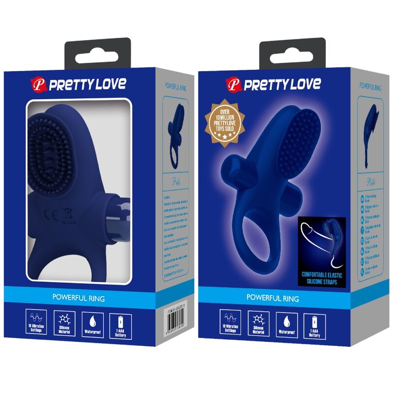 For Him-Palle Ring con vibrazione Blu-Silicone, 10 velocità 2 For Him-Palle Ring con vibrazione Blu-Silicone, 10 velocità — PRETTY LOVE · Anelli & Guaine per pene (imaginea 2)