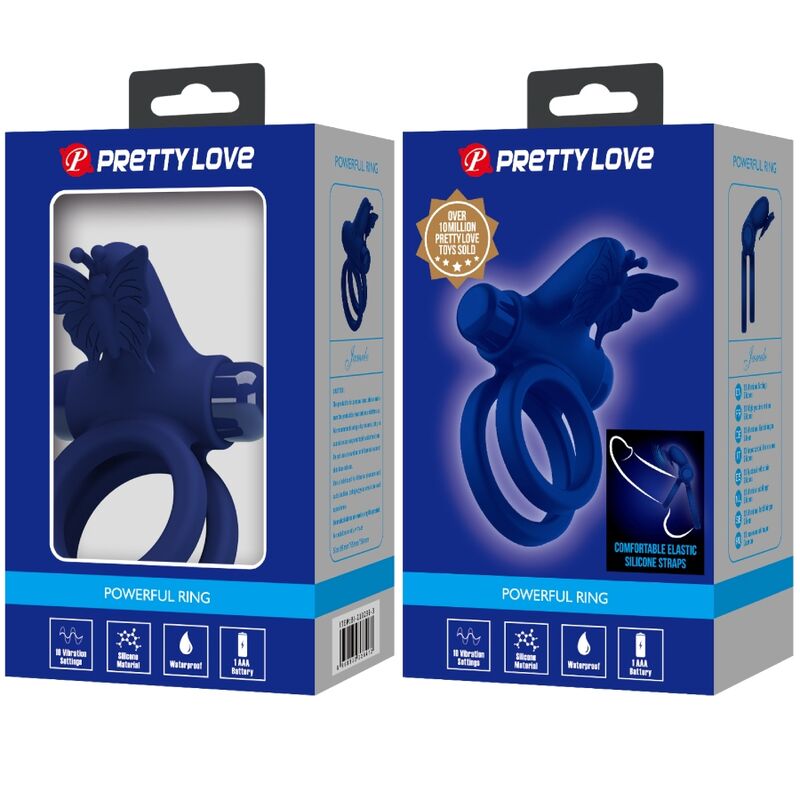 For Him-Gemelle a doppio anello con vibrazioni e stimolatore farfalla 2 For Him-Gemelle a doppio anello con vibrazioni e stimolatore farfalla — PRETTY LOVE · Anelli & Guaine per pene (imaginea 2)