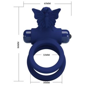 For Him-Gemelle a doppio anello con vibrazioni e stimolatore farfalla 17 For Him-Gemelle a doppio anello con vibrazioni e stimolatore farfalla — PRETTY LOVE · Anelli & Guaine per pene (imaginea 7)