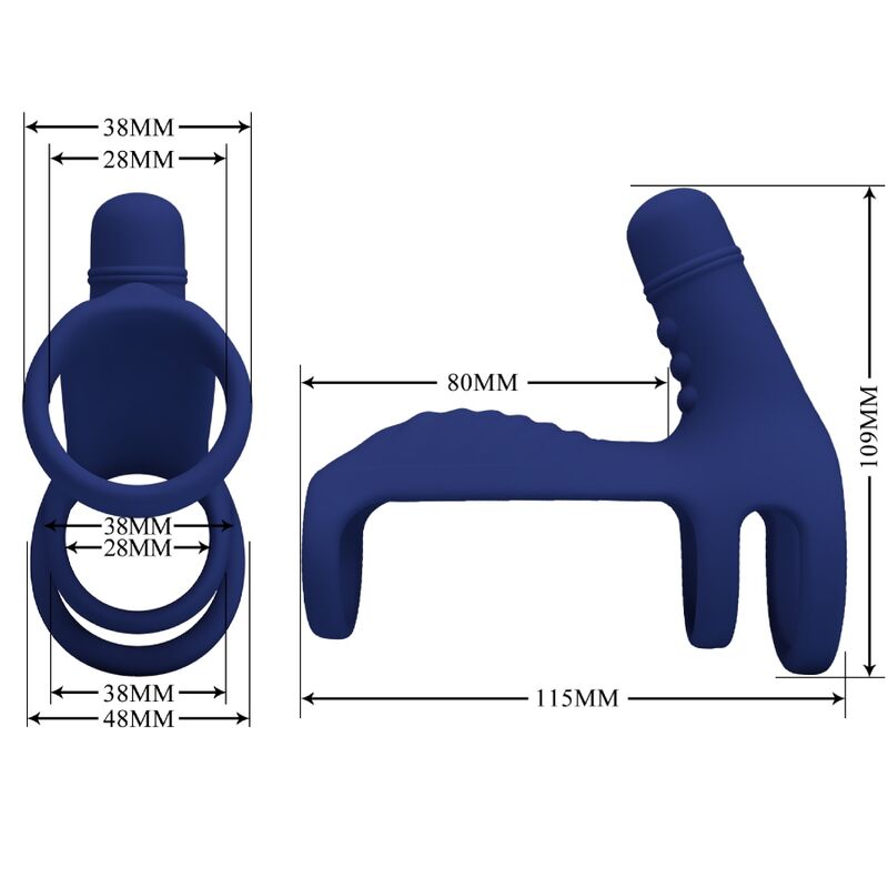 For Him-Elish Anello Vibratore con Estensione Blu-Silicone, 10 6 For Him-Elish Anello Vibratore con Estensione Blu-Silicone, 10 — PRETTY LOVE · Anelli & Guaine per pene (imaginea 6)