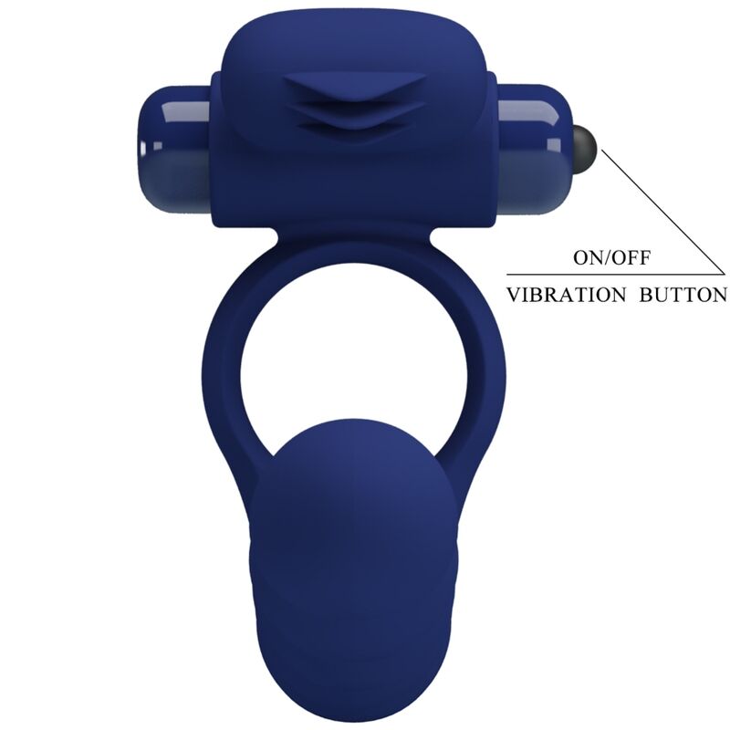 For Him-Ajmal Anello Vibratore con tappo Blu-Silicone, 10 velocità 2 For Him-Ajmal Anello Vibratore con tappo Blu-Silicone, 10 velocità — PRETTY LOVE · Anelli & Guaine per pene (imaginea 2)