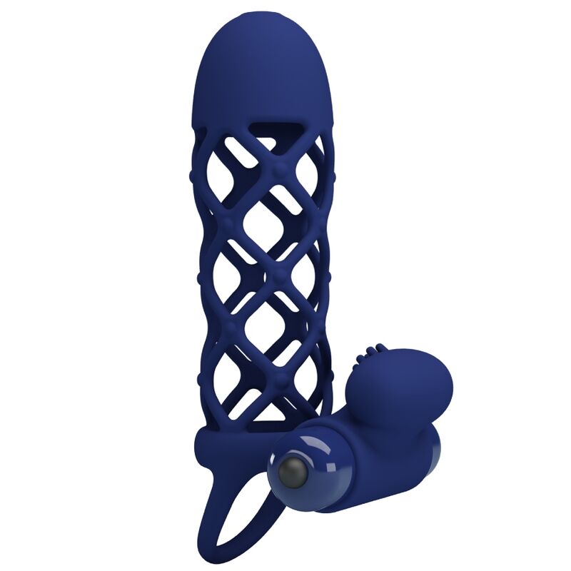 For Him-Giann Anello Vibratore con Silicone Guaina, Blu-10 — PRETTY LOVE · Anelli & Guaine per pene (imaginea 6)