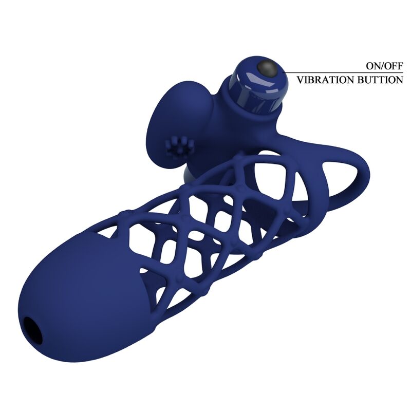 For Him-Giann Anello Vibratore con Silicone Guaina, Blu-10 — PRETTY LOVE · Anelli & Guaine per pene (imaginea 5)