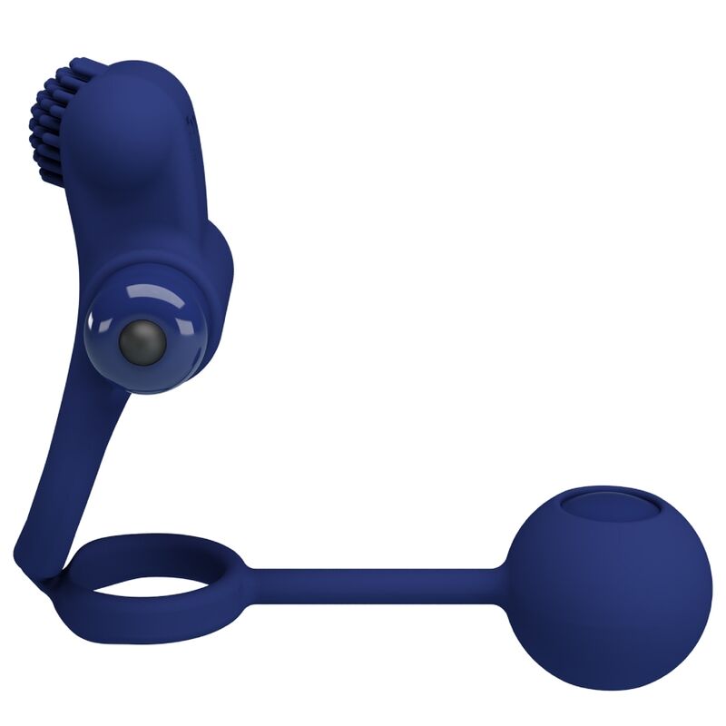 For Him-Anello vibrante doppio Remington con tappo, Blu-Silicone — PRETTY LOVE · Anelli & Guaine per pene (imaginea 10)