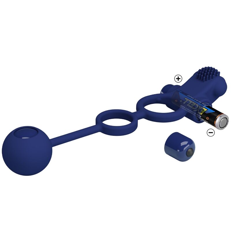For Him-Anello vibrante doppio Remington con tappo, Blu-Silicone 3 For Him-Anello vibrante doppio Remington con tappo, Blu-Silicone — PRETTY LOVE · Anelli & Guaine per pene (imaginea 3)