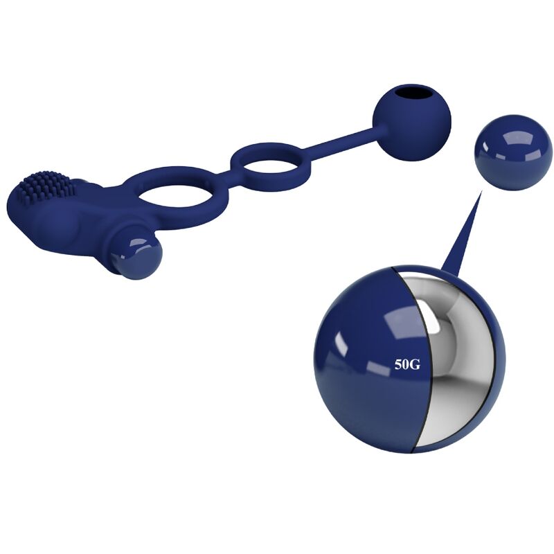For Him-Anello vibrante doppio Remington con tappo, Blu-Silicone 2 For Him-Anello vibrante doppio Remington con tappo, Blu-Silicone — PRETTY LOVE · Anelli & Guaine per pene (imaginea 2)