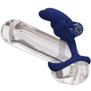 For Him-Francisco Anello Doppio Vibrante Rabbit Blu-Silicone, 10 — PRETTY LOVE · Anelli & Guaine per pene (immagine 9)