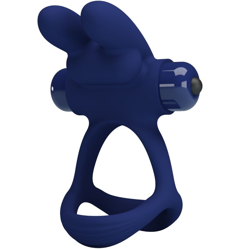 For Him-Francisco Anello Doppio Vibrante Rabbit Blu-Silicone, 10