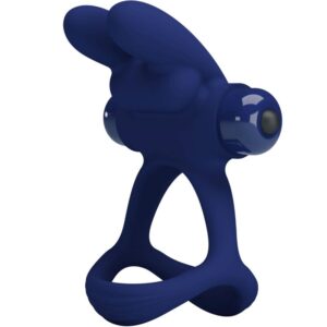 For Him-Francisco Anello Doppio Vibrante Rabbit Blu-Silicone, 10 — PRETTY LOVE · Anelli & Guaine per pene (immagine 8)