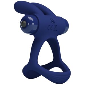 For Him-Francisco Anello Doppio Vibrante Rabbit Blu-Silicone, 10 — PRETTY LOVE · Anelli & Guaine per pene (immagine 5)