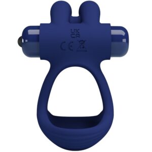 For Him-Francisco Anello Doppio Vibrante Rabbit Blu-Silicone, 10 — PRETTY LOVE · Anelli & Guaine per pene (imaginea 2)